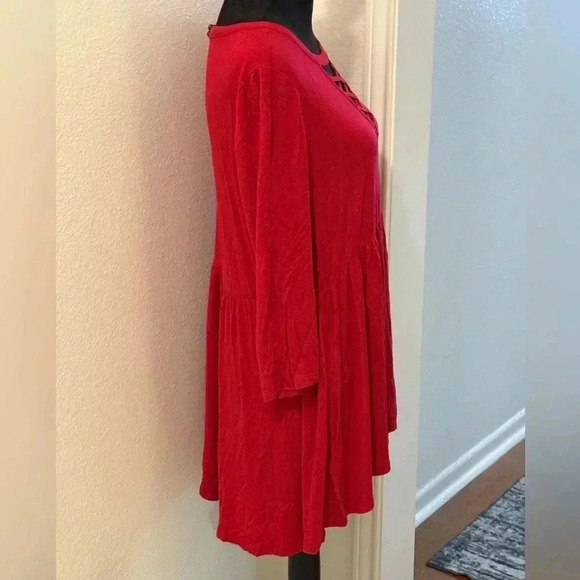 Torrid Super Soft Knits Red Lattice Baby Doll Top - Picture 2 of 5